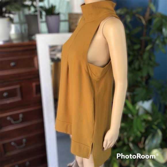Free People Vintage Goldie Tunic Halter Mustar  Yellow mini Dress - Picture 6 of 8